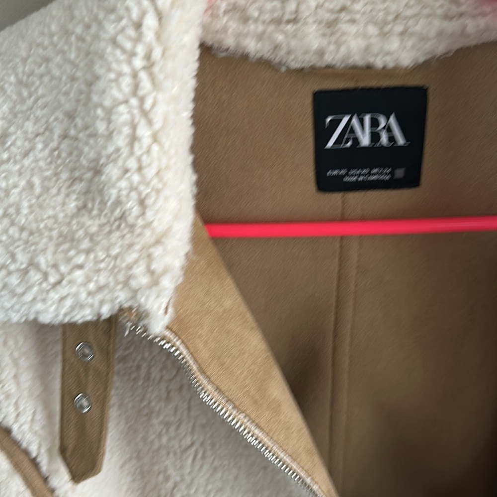 Zara Cream and Tan Sherpa Jacket - Picture 4 of 4